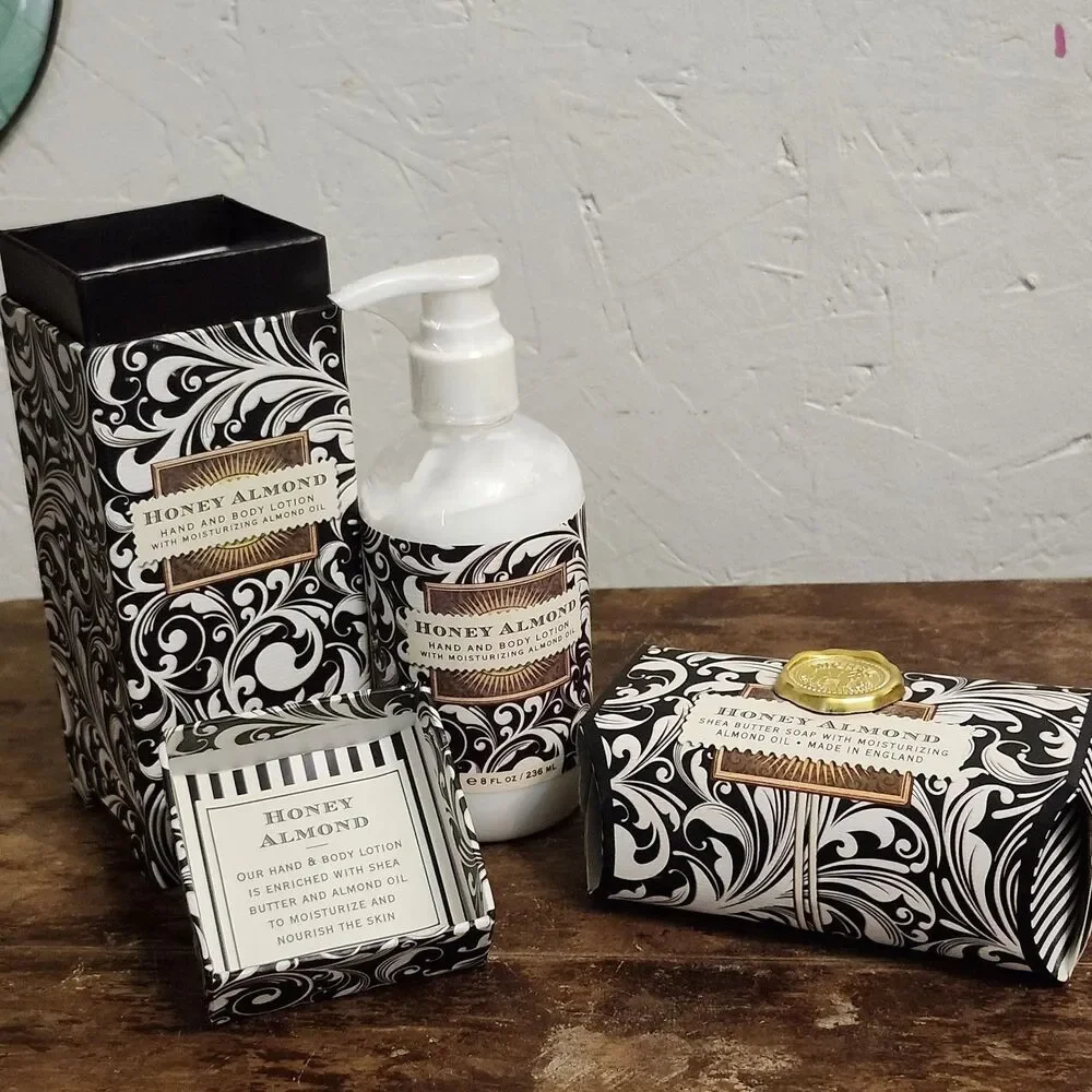 Michel Design Works Honey Almond Lotion, Bar Soap, Room Spray NEW